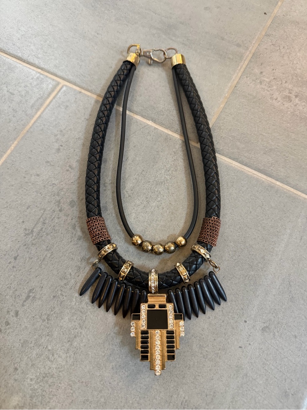 Black and Gold Statement Necklace
